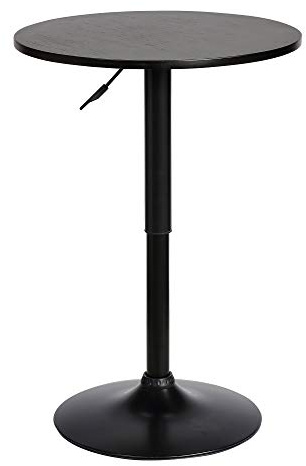Armen Living Bentley Height Adjustable Swivel Pub Table with Black Wood Finish and Black Base