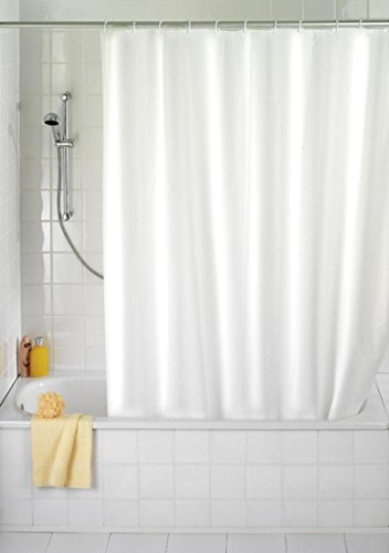Hayrets Weißer Duschvorhang extra Breit 230x220 Überlänge für Badewanne und Dusche im Badezimmer, Badvorhang Anti-Schimmel und Wasserdicht aus Stoff 100% Polyester, Waschbar mit Vorhangringen