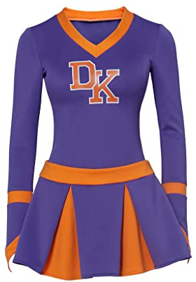 VintageCos Jennifer Body Costume Uniform DK High School Cheerleader Costume Jennifer Check Cosplay Megan Fox Outfit, Blue, Large