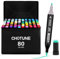 CHOTUNE Marqueurs,80 Couleurs Feutre Alcool,Nouveaux Marqueurs Double Pointe,Livré Avec Une Base de Rangement Noire Pour Étui de Transport,pour Croquis de Manga