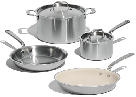 Made In Cookware – 6-teiliges Edelstahl-Kochgeschirr-Set – 5-lagig beschichtet – Inklusive Bratpfanne, Kochtopf und Suppentopf – Professionelle Qualität – Hergestellt in Italien – Induktionskompatibel