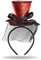 Hatstar Glitzer Mini Zylinder Haarreif | Damen Stirnband | Herren Party Hut | Haarrschmuck mit Schleife & Schleier | Accessoire für Halloween, Karneval & Fasching | Silvester Neujahr Glitzer (rot)