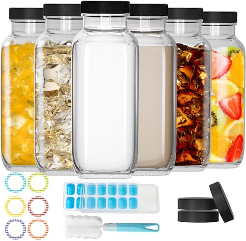 HYCKee wiederverwendbare Trinkflaschen 500 ml, 6 Stück, Saft, Smoothies, Kombucha, Saucen, 23-02000-047-01-UK