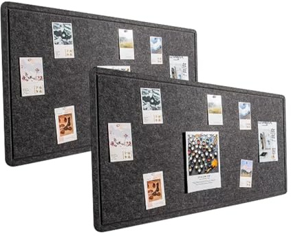 Whemyreat Lot de 2 Tableaux d'Affichage en Feutre (80 x 120 cm) - Avec Dos Autocollant pour Murs, Tableau Mémo, Décoratif en Noir