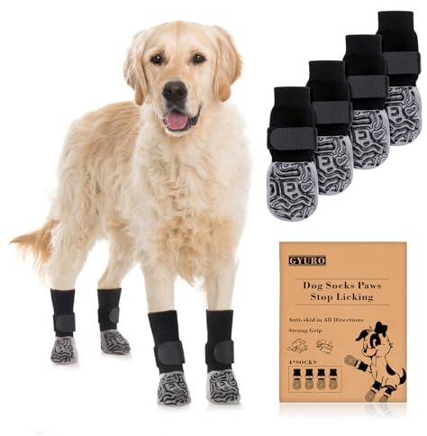 Doppelseitige Anti-Rutsch Hundesocken mit verstellbaren Riemen-Traktionskontrolle für den Innenbereich auf Hartholzböden für Hundeschuhe Pfotenschutz (Schwarz, XL)