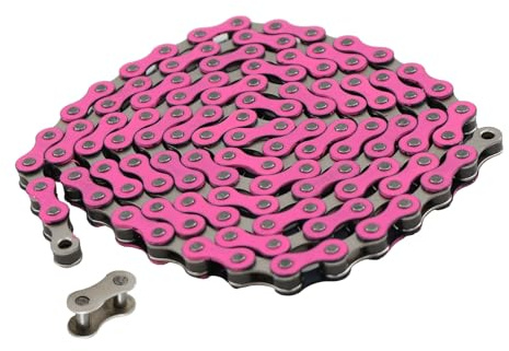 WEERAS Bicycle Chain, 116 Links, 1/2 x 1/8 inches, Steel Single Speed with Magic Buckle, for Fixed Gear Bikes, Commuter Bikes, MTB (Pink)
