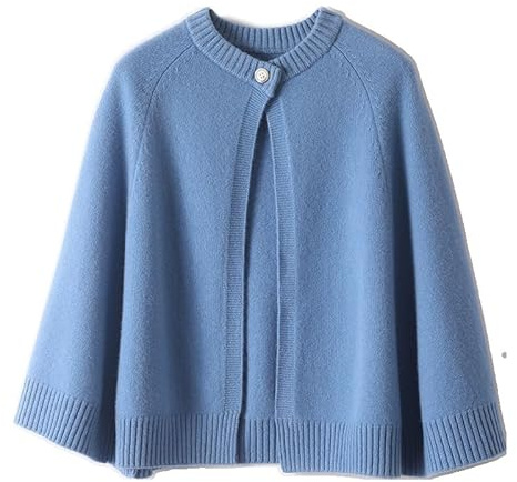 LIUYUYOUGO Scialle Donna Elegante Mantello Corto Da Donna Morbido Caldo Scialle In Lana Merino Avvolge Cardigan Aperto Davanti Con Bottoni In Maglia Cappotto Autunno Inverno Shrug Scialle Coprispall