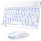 Nsyee Clavier et souris sans fil, clavier Bluetooth universel rétro-éclairé portable ultra fin rechargeable, pour iPad/Tablette/PC/iOS/Android/Windows/Samsung/Lenovo, disposition italienne, blanc