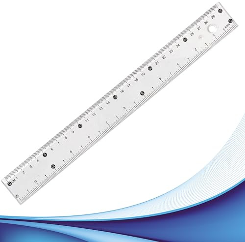 Righello Trasparente multifunzionale da 30 cm Doppia scala in cm e pollici. Indispensabile per il disegno tecnico in ufficio scuola studi tecnici. Per Ingegneri architetti geometri periti (Riga 30 cm)