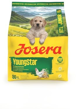JOSERA Junior YoungStar kyckling & potatis (1 x 900 g) | Premium torrfoder för växande hundar | valpfoder för medelstora och stora raser för optimal försörjning | kornfri | 1-pack