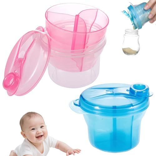 Two-Pack - Portable Formula Dispenser with Twist-Off Lid (Blue, Pink)