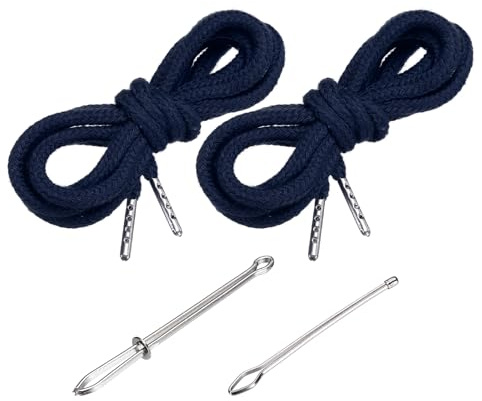 PATIKIL Drawstring Cords 130cm / 51 Inch, 2pcs Replacement Draw Strings with 2pcs Easy Threaders for Shorts Pants Jackets Coats Sweatpants Hoodie, Navy Blue