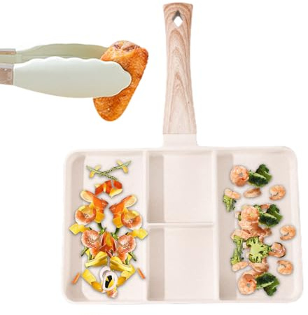 Modulär grillpanna – fyrkantig sektionsdesign matlagning, äggpocherarsystem med flera fack, ergonomiskt värmebeständigt grepphandtag | mångsidig frukosthamburgare förberedelse köksredskap för spis