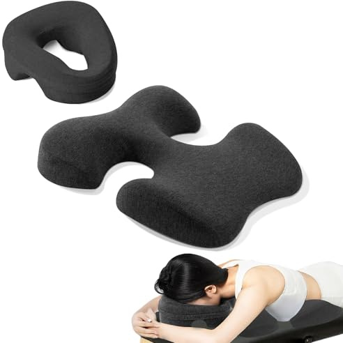 EBANKU Almohada de pecho para masaje, almohada de masaje boca abajo para dormir, lavable, suave, cojín de cabeza y cojín de pecho para spa y hogar (gris oscuro)