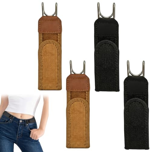 4 Pieces Buckle Free Belts for Men and No Buckle Belts for Women, Buckleless Belts for Men and Belt Straps for Men, No Buckle Belts for Jeans Work Casual Business Travel Commuting Outdoor Hiking