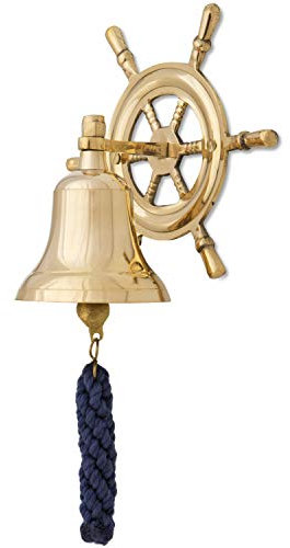 mare-me Schiffsglocke Steuerrad Messing 7,5cm