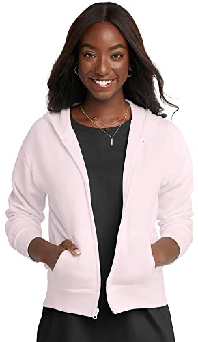Hanes womensO4637Women's Fleece Full Zip Hood Long Sleeve Hoody - Pink - x-Large