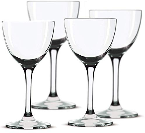 Nick and Nora Coupe Cocktail Glasses - Handblown Vintage Coupe Glasses to Serve a Manhattan, Martini, Aperitif, Algonquin, or Port Wine, 5-ounce Set of 4 or 2 (Plain, 4)