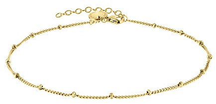 Liebeskind Berlin filigranes Anklet mit Logoanhänger aus Edelstahl IP Gold LJ-0589-A-27
