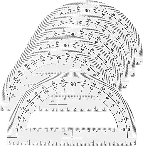 1InTheOffice Plastic Protractor 6 Inch, Protractor for Geometry, Clear Protractor, 180 Degrees, 6 Pack