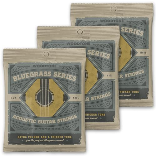 Woodtone Bluegrass Series Acoustic Guitar Strings 3-Pack, Mid Tension, Phosphor Bronze