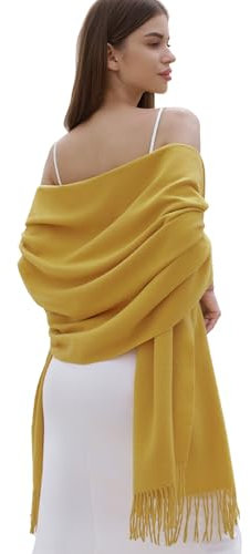 RIIQIICHY Damen Schal Gelb Stola Festlich für Abendkleid Pashmina Schals Tücher für Frauen Hochzeit Schultertuch Frühling Winter Schal Warme Kuschelig