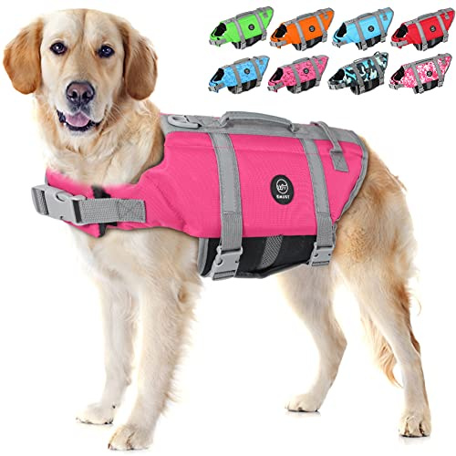EMUST Dog Water Vest, Bright Color Dog Life Jacket for Swimming Boating
