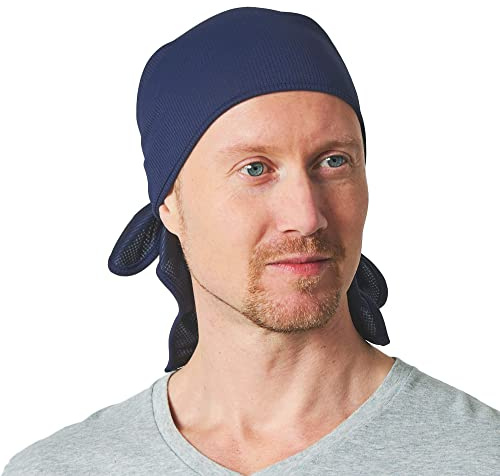 Cooling Workout Bandana Cap, Head Scarf For Men Quick Dry Durags for Women Navy