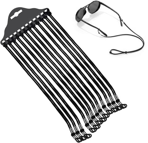 PlandleLee Lot de 12 cordons à lunettes, en nylon, réglables, avec mousqueton, lunettes de soleil et de lecture, pour le sport