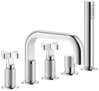 Gessi Inciso+ 2-Kreuz-Griff-5-Loch-Wannenrand-Armatur, Wannenauslauf 193 mm, separates Umschaltventil, 58140, Farbe: Chrom