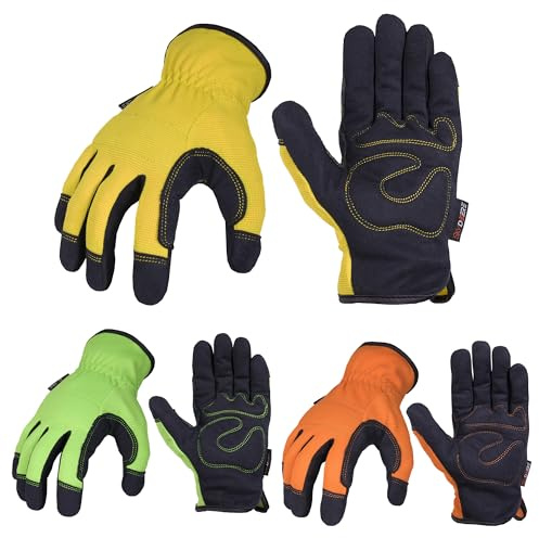 SKYDEER 3-Pairs Pack Durable Leather Work Gloves for Gardening and General Work (SD8809/M)