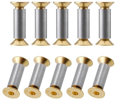 10 Packs Knife Handle Screws Rivets Bolts Fasteners, Gold Hex Flat Head Screws, Knives Maker Screws for Fixing Blade Knife