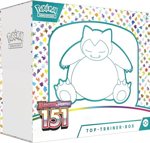 Arkero-G Pokemon Karmesin & Purpur: 151 Relaxo Top Trainer Box | DEUTSCH | Sammel-Karten inklusive Arkero-G 100 Soft Sleeves