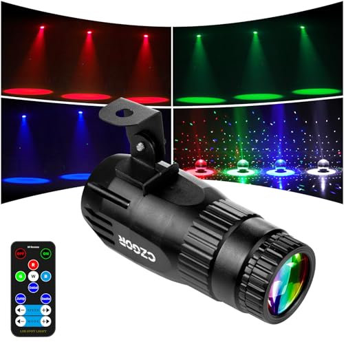 LED Pinspot Licht, Czgor Spot Disco Kugel 15W RGBW 4-in-1-Spiegelkugelprojektor mit Fernbedienung, Superhelles LED-Pinspotlicht für Partys, Diskotheken, Bars, Hochzeiten