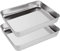 WOPPLXY 2 Pièces Plaque Four de Rectangulaire, 31 x 24,8 x 5cm Plat Inox de Antiadhésive, Plaque de Cuisson Four en Acier Inoxydable pour les Barbecues à Gaz et Tous les Autres Barbecues