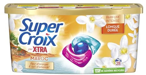 Miror Super Croix par X•Tra -Trio-Caps - Maroc - Fleur d'Oranger & Lait d'Amande - Moment Evasion - Experience Sensorielle - Parfum Intense-Longue Durée - Efficace dès 20°C - 28 Lavages