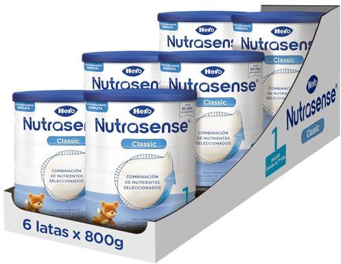 Hero Baby Pack 6 Leche de Continuación Nutrasense Classic 1, 6x800g, Para Bebés de hasta 6 meses, Contribuye al Bienestar, Desarrollo Cognitivo y Visual, Fortalece su Sistema Inmunológico