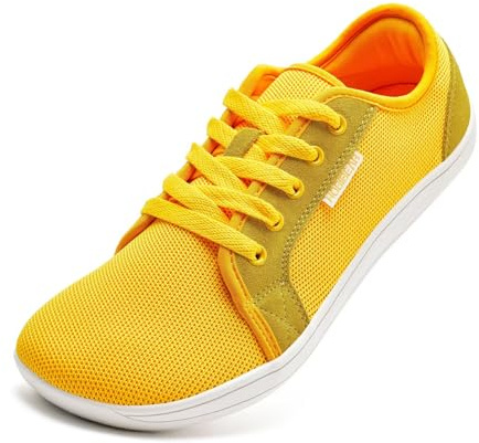 HOBIBEAR Unisex breda barfota skor kvinnor män barfotaskor minimalistiska utomhus spår löpning promenadskor, GUL, 38 EU bred