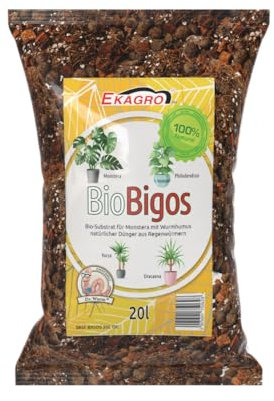 Ekagro Monstera Soil 20 L | Terreau Pour Monstera | Terreau Pour Palmiers 8 Composants Avec Turricules | Plantes Vertes Pour Palmiers | Naturel Et Nutritif