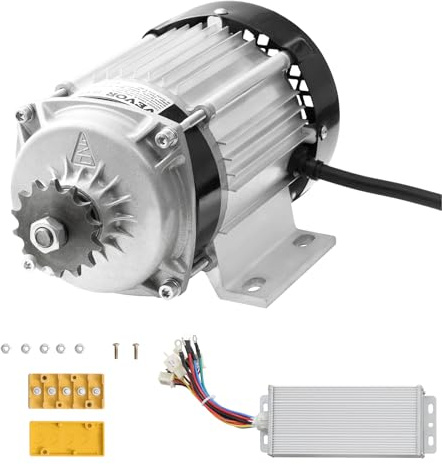 VEVOR Kit de moteur électrique sans balais, 750 W, moteur électrique CC pour karts, avec contrôleur de vitesse, 48 V 2700 tr/min, moteur électrique sans brosse, pour vélo électrique, moto, scooter