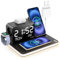 7-in-1 Wireless-Ladegerät mit Uhr, Temp-Datum, kompatibel mit iPhone 16/15/14/13 Serie, Sam sung S24/S23, AirPods, allen TWS (Wireless-Ladung) & iWatch, mit einstellbare LED-Bettslampe & Schnellladung