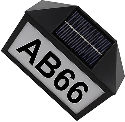 DIYEAH Lampe Solaire de Numéro de Maison Décorative Éclairage LED Solaire pour Adresse Résistante à Eau Lumière de Nocturne pour Extérieur
