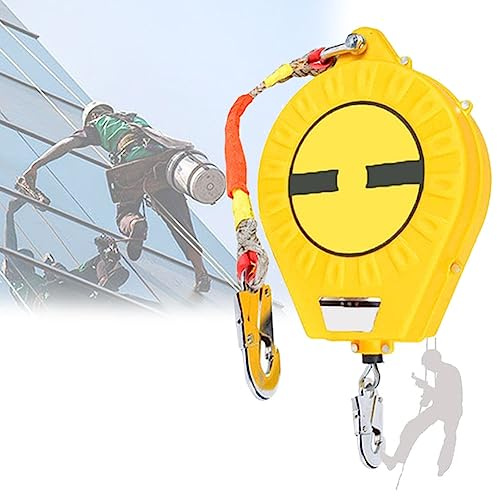 Ligne de vie auto-rétractable avec double verrouillage – Dispositif anti-chute portable pour la sécurité de la toiture – Enrouleur d'inertie pour protection de hauteur et solutions de prévention des