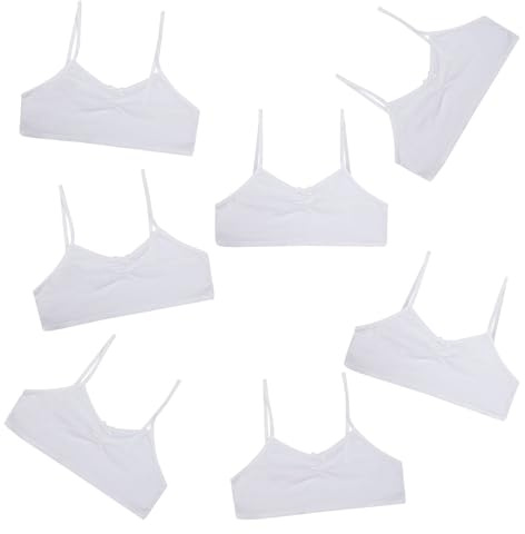Girls 7 Pack Crop Bra Tops Cotton Blend Back to School 10 to 14 Years Wire Free (11-12Y White)