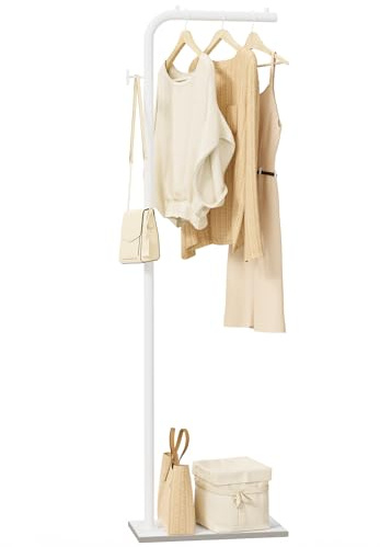 OUTBROS Metall Freistehend Garderobenständer, Jackenständer für Kleidung, Garderobe mit Haken, 180cm Modern kleiderständer Passend für EingäNge, Korridore, Hallen, Weiß