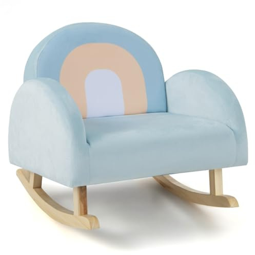 Helloshop26 Fauteuil à Bascule Enfants en Peluche Charge 50 kg Jolis Cadeaux pour garçon Fille de 3-5 Ans Bleu 20_0006732