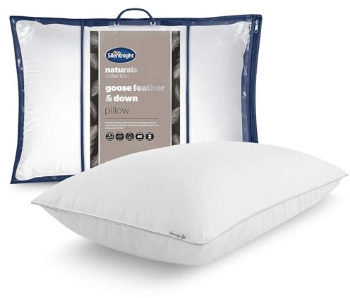 Silentnight Goose Feather and Down Pillow - Luxury Hotel Quality Pillow with Ethically Sourced Natural Goose Feather and Down - 100% Cotton Down-proof Cover - Machine Washable - Pack of 1