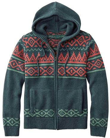 YOSUWOAI Christmas Hooded Jacket Men's Cardigan Autumn Winter Christmas Jacket Chunky Knit Cardigan Norwegian Christmas Knitted Jumper Christmas Sweater with Hood Island Sweat Jacket