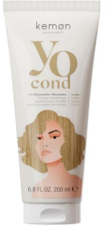 Kemon Yo Cond Beige - Maschera Riflessante Professionale con Formula YoVeg e Velian Complex, Nutre e Illumina i Capelli in 3 Minuti, 88% Ingredienti Naturali, 200 ml