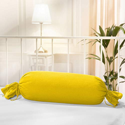 Erwin Müller Nackenrollenbezug Memmingen Interlock-Jersey gelb Größe 40x15 cm Ø - formstabil, faltenfrei, anschmiegsam, mit Bindeband